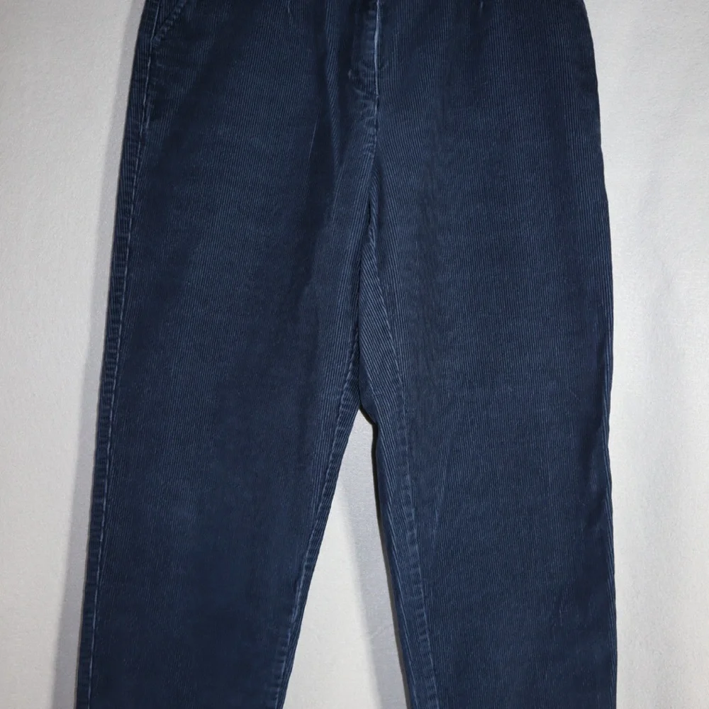 Vintage L.L. Bean Corduroy Pants Womens 8 reg Pleated Front High Rise Navy Blue - Picture 1 of 9
